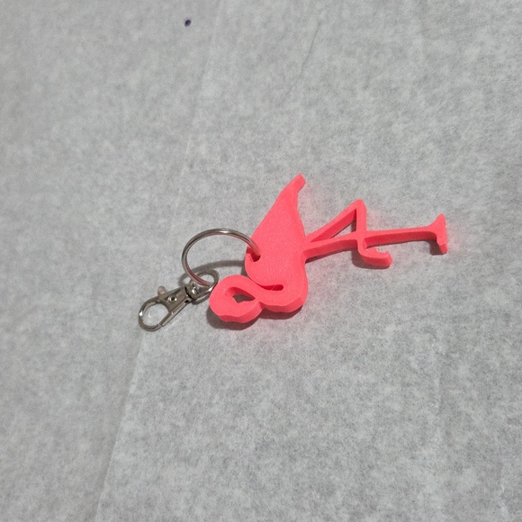 Hand Crafted Accessories - Hand Crafted 3-D printed Flamingo keychain/Bag charm